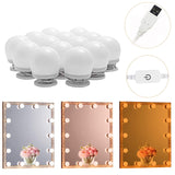 LED Makeup Vanity Lights with 14 Dimmable Light Bulbs, Hollywood Style Cosmetic Mirror Lights, USB Cable, 3 Color Modes for Dressing Room Tabletop Bedroom - Side View