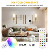 Battery Operated Wall Sconce, 5000mAh Rechargeable Dimmable RGB Wall Sconce Set of 2 with Remote, 3 Color Temperature Indoor Battery Powered Wall Lamp Light for Bedroom Living Room - Side View
