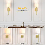 Battery Operated Wall Sconce, 5000mAh Rechargeable Dimmable RGB Wall Sconce Set of 2 with Remote, 3 Color Temperature Indoor Battery Powered Wall Lamp Light for Bedroom Living Room - 45-Degree Angle