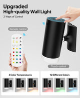 LED Wall Sconce, Wireless Battery Operated Wall Sconce with Rechargeable Battery Operated 12RGB and 3CCT Dimmable Magnetic Light, for Bedroom Bedside Reading Living Room Picture - Front View