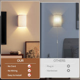Battery Operated Wall Lights, 2 Pack Boho Decor with Remote Control, RGB Color Rustic Wall Sconces, Fabric Linen Shade Lighting - Close-Up Angle