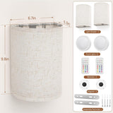 Battery Operated Wall Lights, 2 Pack Boho Decor with Remote Control, RGB Color Rustic Wall Sconces, Fabric Linen Shade Lighting