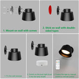 AIBOO Art Display Light, Picture Light Rechargeable Black, Color Changing & Dimmable with Remote LED Rotatable Wall Light for Pictures, Paintings, Portraits, Artworks