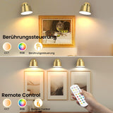 AIBOO Night Light Wireless Wall Light Indoor LED,Battery Operated Wall Lights Rechargeable Lamp with Remote,Touch Lamp Dimmable Wall Sconces Bedside Lamp for Bedroom Livingroom (Gold, 1Pack) [Energy Class E] - Side View