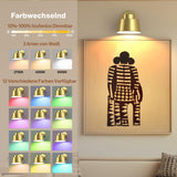 AIBOO Night Light Wireless Wall Light Indoor LED 2 Pack,Battery Operated Wall Lights Rechargeable Lamp with Remote,Touch Lamp Dimmable Wall Sconces Bedside Lamp for Bedroom Livingroom (Gold, 2Pack) [Energy Class E] - Front View