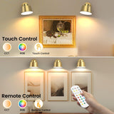 AIBOO Night Light Wireless Wall Light Indoor LED 2 Pack,Battery Operated Wall Lights Rechargeable Lamp with Remote,Touch Lamp Dimmable Wall Sconces Bedside Lamp for Bedroom Livingroom (Gold, 2Pack) [Energy Class E]