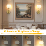 Rechargeable Wall Light Indoor,Battery Operated Wall Lamp with Remote,Indoor Wall Light with 3 Color Modes and RGB,Frosted Glass Wall Mounted Lamp for Living Room Bedrooms 2 Pack (Gold) - 45-Degree Angle