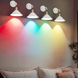 Battery Operated Wall Sconce, Wireless Wall Lights Set of 2, 13 RGB Colors Dimmable Battery Powered Wall Lamp with Remote, Memory Function, Timer for Bedroom, Living Room - Top-Down View