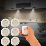 6 LED Light Set with Remote - Cool White for Cabinets & Displays - Front View
