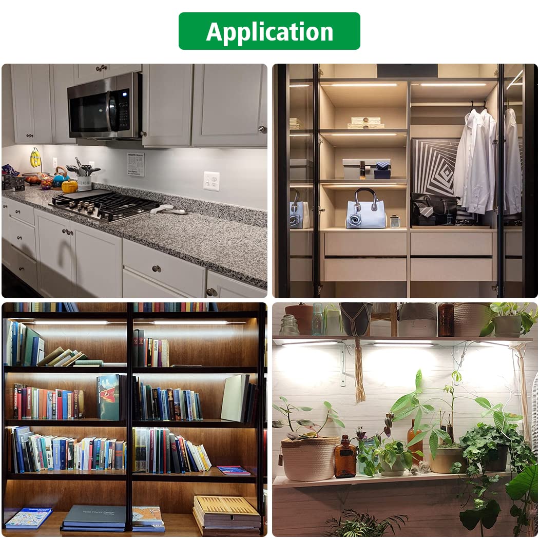 Led Under Cupboard Kitchen Lights, Dimmable Bar Cupboard Lights with Remote Control for Wardrobe,Cupboards, Closets, Display Cabinets（Natural White,2 Pack）