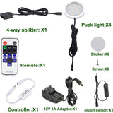 Dimmable & Timing Under Counter Lights Kitchen with Wireless RF Remote,Ultra-Thin 240V LED Cabinet Lights,12W Shelf Lights，4 Lights,Daylight White - Front View