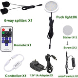 Dimmable & Timing Under Counter Lights Kitchen with Wireless RF Remote,Ultra-Thin 240V LED Cabinet Lights,12W Shelf Lights，6 Lights,Daylight White - Front View