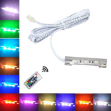 LED Under Cabinet Night Lights Kit for Glass Edge Shelf Back Side Lighting Using Flexible Cable and Clip with RF Remote(6 Lights RGB) - Front View