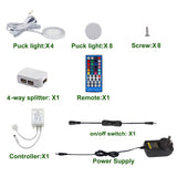 RGBWW RGB + Warm White Color Changing Christmas Xmas Under Cabinet LED Lights Kit IR Remote Puck Lights for Kitchen Counter Shelf Furniture Ambiance Lighting (RGBWW, 4 Lights, 12W) - Rear View