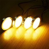 Under Cabinet LED Puck Lights, Slim Aluminum Round Flat LED Lights 2W 12V DC Hardwired 30cm Wire, Warm White 2700K, Ideal for Kitchen Counter, Closet, RV Camper & Marine Boat Interior Lighting (10 Pack) - Side View