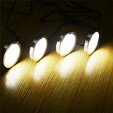 Under Cabinet LED Puck Lights, 2W Hardwired Round LED Spot Lights, 30cm Lead Wire, 12V DC Low Voltage, Perfect for Kitchen Counter, Cabinet, RV Interior, Boat & Marine Lighting (4 Pack 6000K Daywhite) - Side View