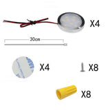 Under Cabinet LED Puck Lights, 2W Hardwired Round LED Spot Lights, 30cm Lead Wire, 12V DC Low Voltage, Perfect for Kitchen Counter, Cabinet, RV Interior, Boat & Marine Lighting (4 Pack 6000K Daywhite) - Top-Down View