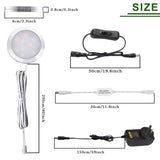Dimmable LED Under Cabinet Lighting, Counter Showcase Kitchen Lighting Fixtures with 12V Plug in Adapter and Dimmable Wireless Remote Control, 6 Ultra Slim Puck Lights Kit (Daylight White) - Side View