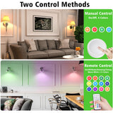 LED Puck Lights with Remote Battery Powered RGB Puck Light for E27 Chandelier,Dimmable Puck Light for Table Lamp Cupboard - Front View