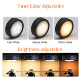 AIBOO Rechargeable Cabinet Lights, 6 Pack Puck Lights, 3 Colour, Remote, Black - 45-Degree Angle