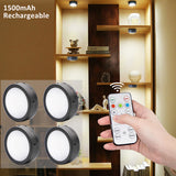 AIBOO Rechargeable Cabinet Lights, 6 Pack Puck Lights, 3 Colour, Remote, Black - Rear View