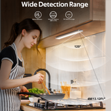 AIBOO Under Cabinet Lights, 4 Pack Rechargeable Motion Sensor Lights, 23.3 cm Magnetic LED Cupboard Lights, 3 Colour Temperatures, Dimmable USB-C Lights for Kitchen Wardrobe Stairs - 45-Degree Angle