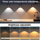 6 Lights LED Rechargeable Slim Cabinet Light, 2cm, Remote Control, Magnetic Mount - Close-Up Angle