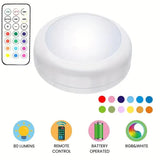 6 Pack RGBW LED Cabinet Lights, Remote Control, Battery Powered - 45-Degree Angle