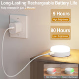 Puck Lights with Remote Control, 4-Pack Wireless Stick On Lights for Under Cabinet, Closet, Bedroom, Staircase & Bookshelf, 3000mAh Battery Operated Color Changing Lighting (RGB&CCT) - Top-Down View
