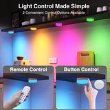 Puck Lights with Remote Control, 4-Pack Wireless Stick On Lights for Under Cabinet, Closet, Bedroom, Staircase & Bookshelf, 3000mAh Battery Operated Color Changing Lighting (RGB&CCT) - 45-Degree Angle