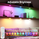 Puck Lights with Remote Control, 4-Pack Wireless Stick On Lights for Under Cabinet, Closet, Bedroom, Staircase & Bookshelf, 3000mAh Battery Operated Color Changing Lighting (RGB&CCT) - Rear View