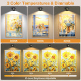 Rechargeable Picture Lights, 6 Pack Black Wireless Art Lights with Remote and Touch Control, 3 Colour Temperatures, Stepless Dimming, Magnetic Wall Lights for Paintings, Photos and Displays