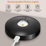 Rechargeable Picture Lights, 6 Pack Black Wireless Art Lights with Remote and Touch Control, 3 Colour Temperatures, Stepless Dimming, Magnetic Wall Lights for Paintings, Photos and Displays - Top-Down View