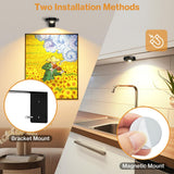 Rechargeable Picture Lights, 6 Pack Black Wireless Art Lights with Remote and Touch Control, 3 Colour Temperatures, Stepless Dimming, Magnetic Wall Lights for Paintings, Photos and Displays - 45-Degree Angle