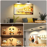 Rechargeable Picture Lights, 6 Pack Black Wireless Art Lights with Remote and Touch Control, 3 Colour Temperatures, Stepless Dimming, Magnetic Wall Lights for Paintings, Photos and Displays - Close-Up Angle