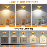 Rechargeable Picture Lights, 6 Pack Gold Wireless Art Lights with Remote and Touch Control, 3 Colour Temperatures, Stepless Dimming, Magnetic Wall Lights for Paintings, Photos and Displays - Front View
