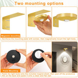 Rechargeable Picture Lights, 6 Pack Gold Wireless Art Lights with Remote and Touch Control, 3 Colour Temperatures, Stepless Dimming, Magnetic Wall Lights for Paintings, Photos and Displays - Close-Up Angle