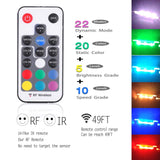 LED Under Cabinet Night Lights Kit for Glass Edge Shelf Back Side Lighting Using Flexible Cable and Clip with RF Remote(4 lights, RGB) - 45-Degree Angle