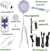 Linkable Under Cabinet LED Lighting 12V Dimmable Puck Lights with Wireless RF Remote Control, Hardwired & Wall Plug in for Kitchen Mood Lighting,Warm White - Front View