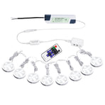 Linkable Under Cabinet LED Lighting 12V Slim Aluminum Dimmable Puck Lights Direct Wired with RF Remote Control for Kitchen Lighting(8pack Daylight White)