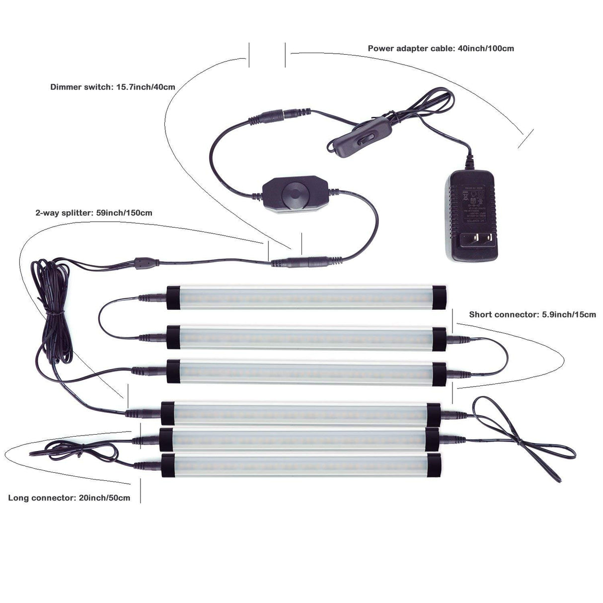 Dimmable LED Under Cabinet Lighting Bar, 12V Under Counter LED Light Strip Linkable Kit with Rocker Switch Kitchen,Showcase,Worktop, Shelf Lighting(8 Panel Kits Warmwhite)