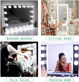 Hollywood LED Vanity Mirror Lights Kit,Stick on Dimmable Makeup Lights, 12V Mirror Lighting Strip Fixture for Vanity Dressing Table Set, Bedroom Wall Lights,CRI>90 (4000K Natural White,10 Bulbs) - Top-Down View