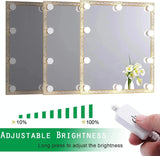 Hollywood LED Vanity Mirror Lights Kit,Stick on Dimmable Makeup Lights, 12V Mirror Lighting Strip Fixture for Vanity Dressing Table Set, Bedroom Wall Lights,CRI>90 (4000K Natural White,10 Bulbs) - Rear View