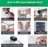 Hollywood LED Vanity Mirror Lights Kit,Stick on Dimmable Makeup Lights, 12V Mirror Lighting Strip Fixture for Vanity Dressing Table Set, Bedroom Wall Lights,CRI>90 (4000K Natural White,10 Bulbs)