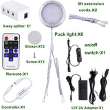 Linkable Under Cabinet LED Lighting 12V Dimmable Puck Lights with Wireless RF Remote Control, Hardwired & AU Wall Plug in for Counter Lighting(6 Lights, Natural White)