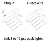 Linkable Under Cabinet LED Lighting 12V Dimmable Puck Lights with Wireless RF Remote Control, Hardwired & AU Wall Plug in for Counter Lighting(6 Lights, Natural White) - Close-Up Angle