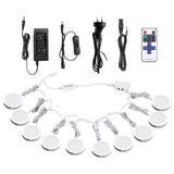 Linkable Under Cabinet LED Lighting 12V Dimmable Puck Lights with Wireless RF Remote Control, Hardwired & AU Wall Plug in for Furniture Cupboard Lighting(10 Lights, Natural White 4000K)
