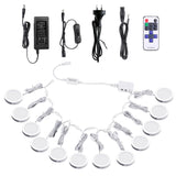 Linkable Under Cabinet LED Lighting 12V Dimmable Puck Lights with Wireless RF Remote Control, Hardwired & AU Wall Plug in for Kitchen Mood Lighting (4000K Natural White, 12 Lights Kit)