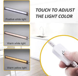 Dimmable LED Under Cabinet Lighting,5V USB Powered Closet Light Bar with Touch Sensor,Plug Under Counter Strip Lights with 3 Color Temperature for Kitchen Cupboard Shelf Bookcase (11.2inch 2PACK) - Top-Down View