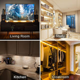 Dimmable LED Under Cabinet Lighting,5V USB Powered Closet Light Bar with Touch Sensor,Plug Under Counter Strip Lights with 3 Color Temperature for Kitchen Cupboard Shelf Bookcase (11.2inch 2PACK) - Rear View